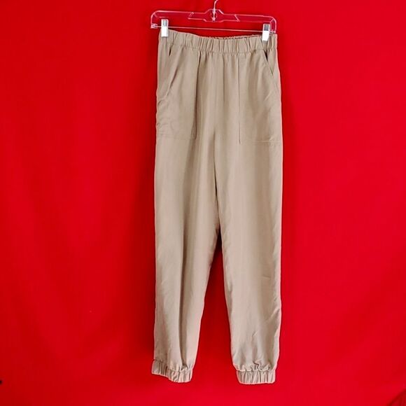 REFORMATION Montana High Waist Utility Jogger Pants Tencel Khaki‎ Tan Size Small - Picture 2 of 7